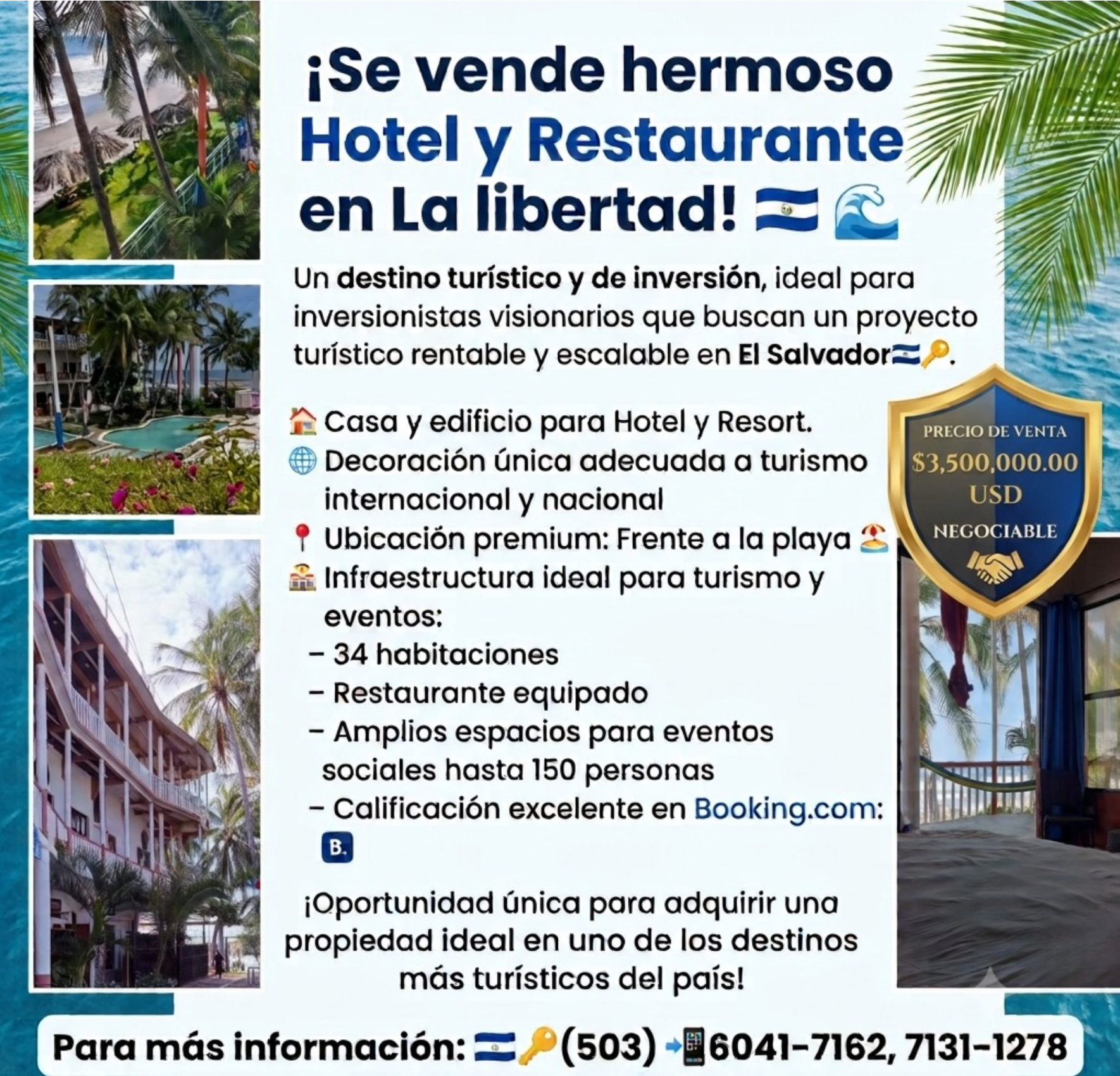 Se vende hermoso Hotel y Restaurante en La libertad! 🇸🇻 🌊